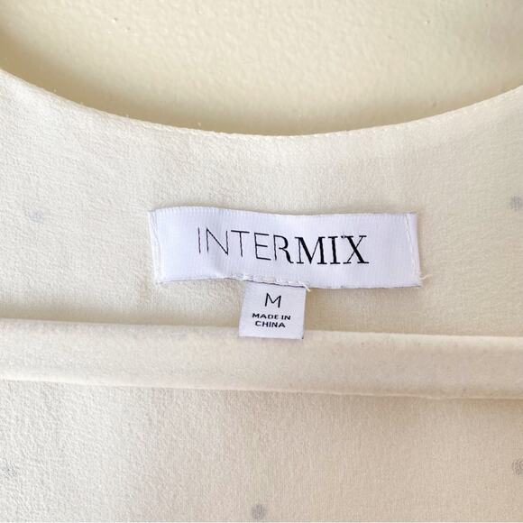 INTERMIX | Meena Embellished Silk Blouse Polka Dot Ruffle Sleeves White Black M - Picture 10 of 11